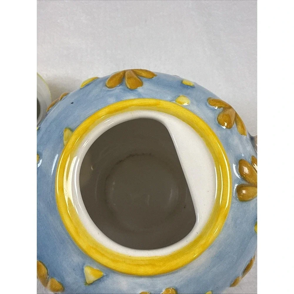 Oneida by Russ Mini Teapot Handpainted Blue Yellow Floral Whimsical Collectable